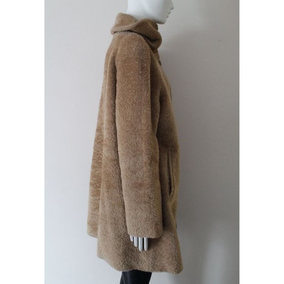 Max Mara Studio Gregory Teddy Alpaca and Wool Coat Size 14 Tan - Picture 7 of 10